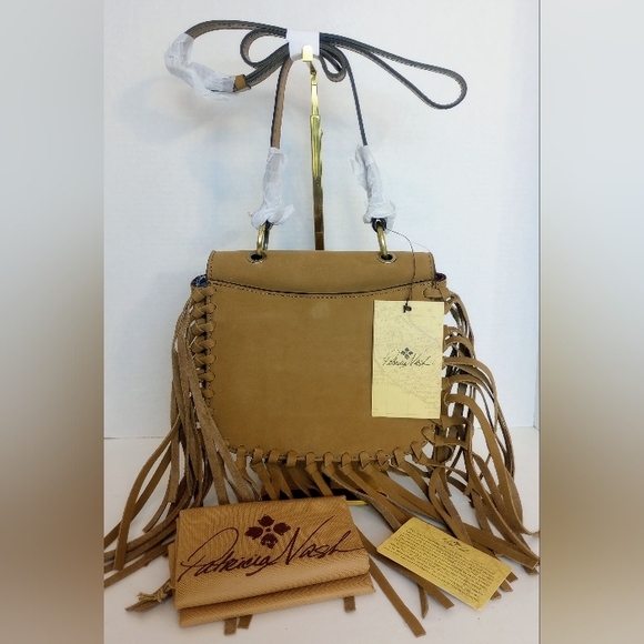 Patricia Nash Handbags - Patricia Nash Nubuck Suede Karissa Crossbody Bag with Fringe, Wheat Tan